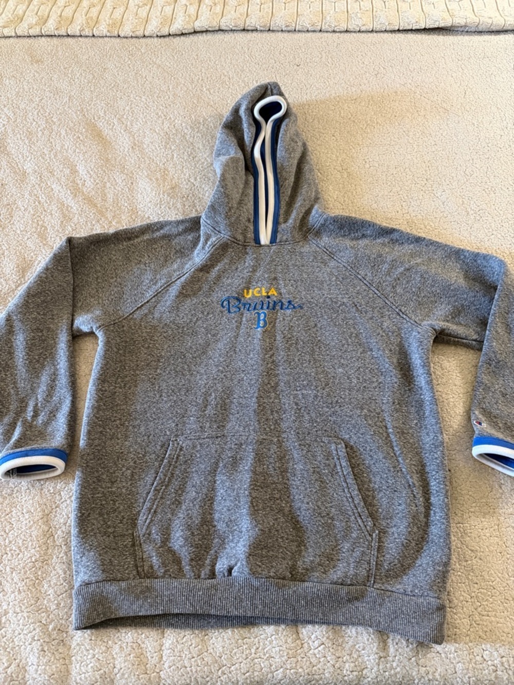 Champion Gray UCLA Bruins Hooded Pullover with Blue & Yellow Accents XL